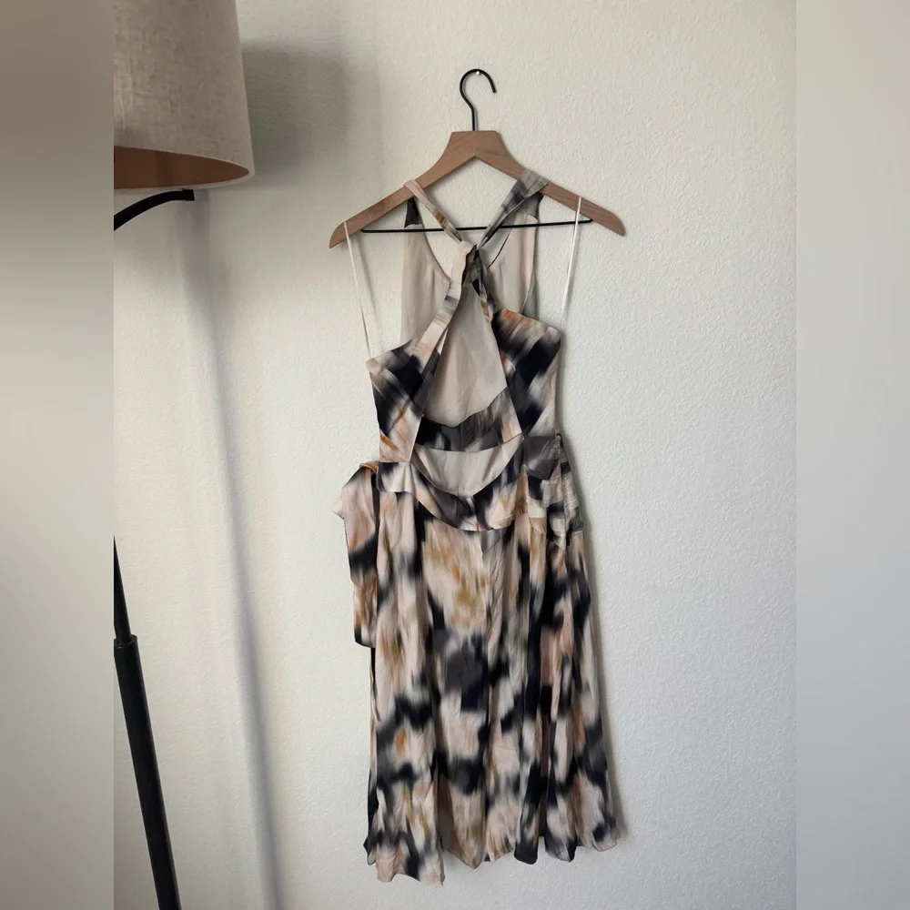 NWT $425 REISS [ 8 US ] Gisele Strappy Back Midi Dress in Smudge Print - Picture 4 of 11